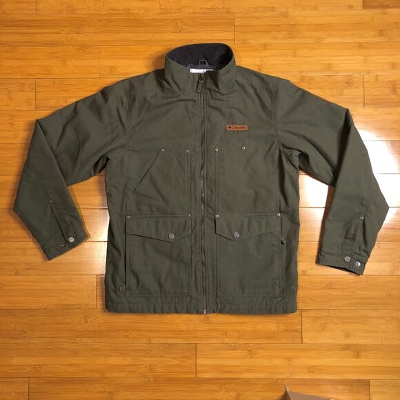 Columbia Mens Ranch Style Loma Vista Jacket Olive Green Fleeced Lined Insultated - Picture 1 of 13